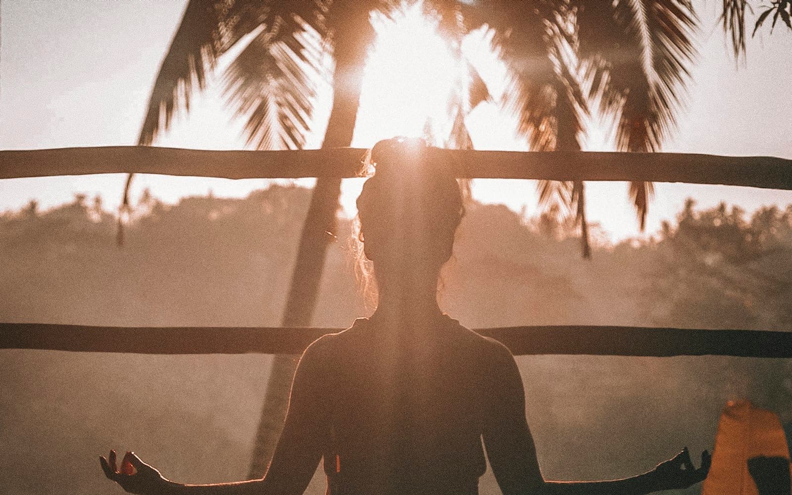 A calm seated meditation at sunrise